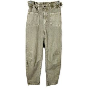Fate high rise paperbag jeans relaxed tapered leg green small